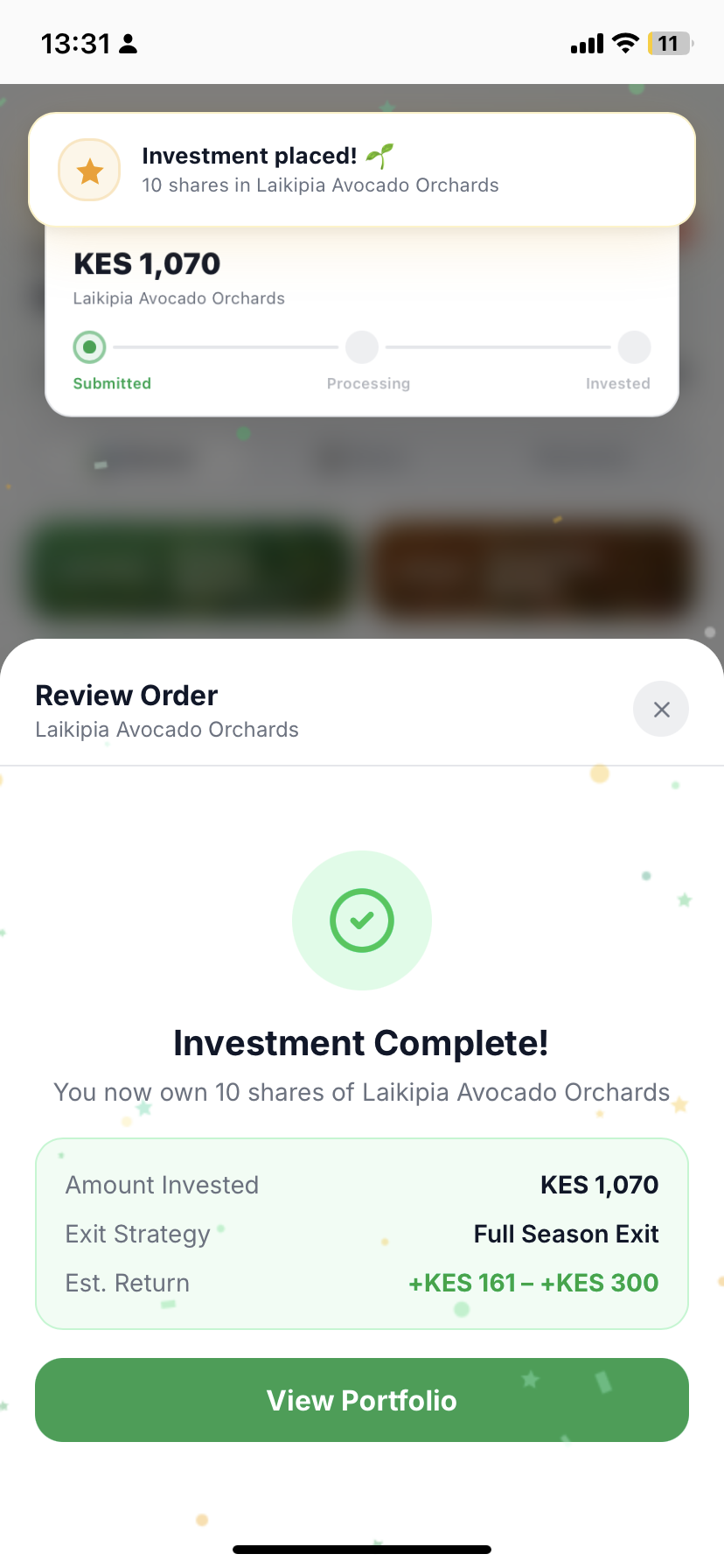 Investment Complete